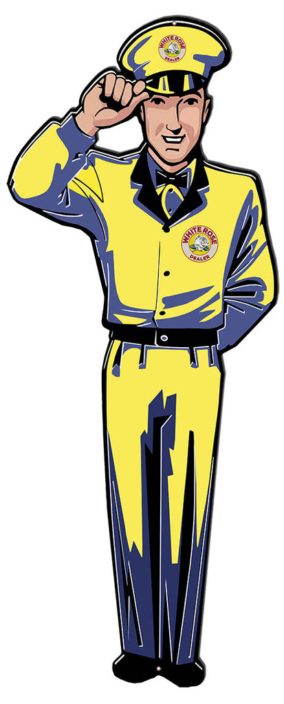 White Rose Gas Station Attendant Metal Sign 35.5x14