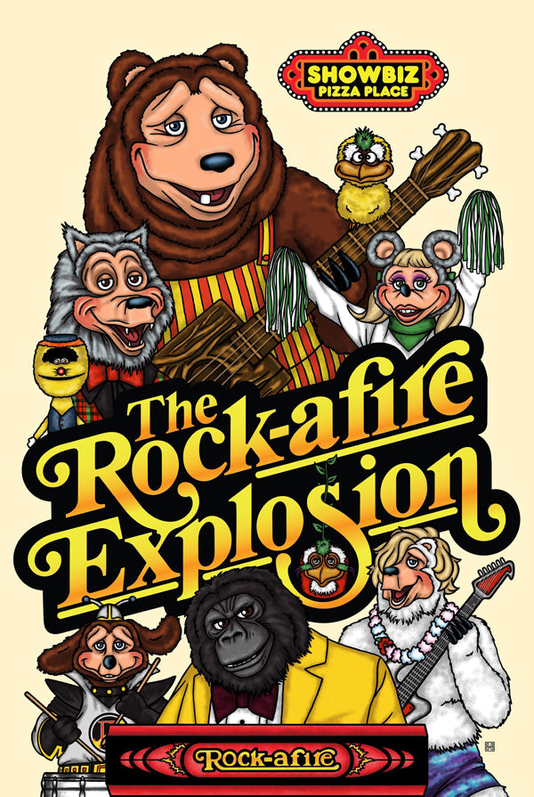 The Rock-afire Explosion with Showbiz Pizza Logo 12"x18" Metal