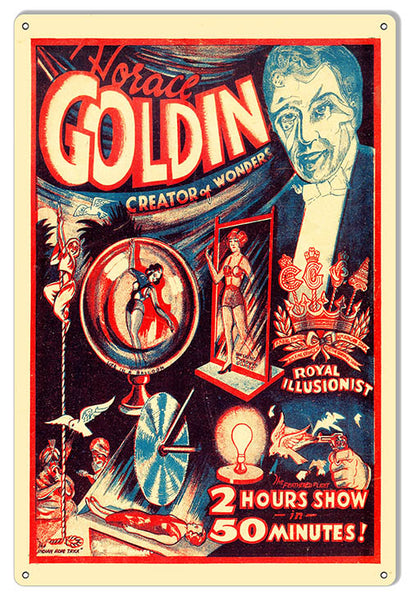 Horace Goldin Wall Art Reproduction Magician Metal Sign 12x18