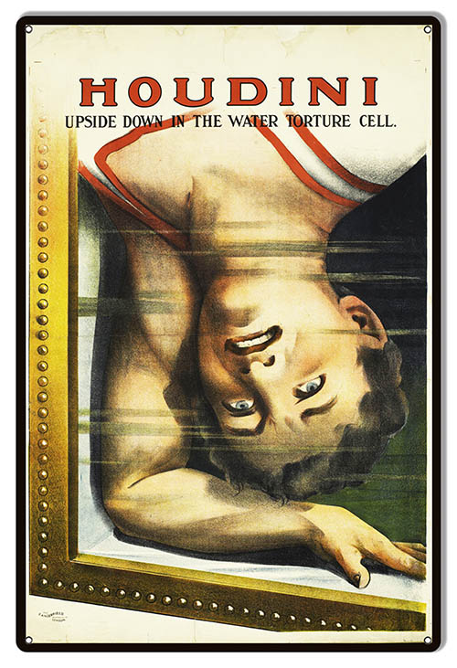 Houdini Torture Cell Wall Art Reproduction Magician Metal Sign 12x18