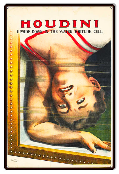 Houdini Torture Cell Wall Art Reproduction Magician Metal Sign 12x18