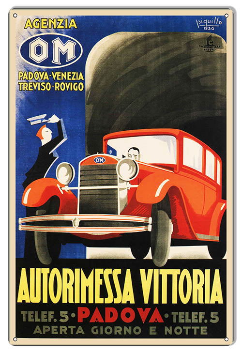 Autorimessa Vittoria Reproduction Garage Shop Metal Sign 12x18