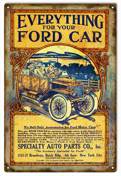 Ford Auto Parts Reproduction Vintage Sign 12x18