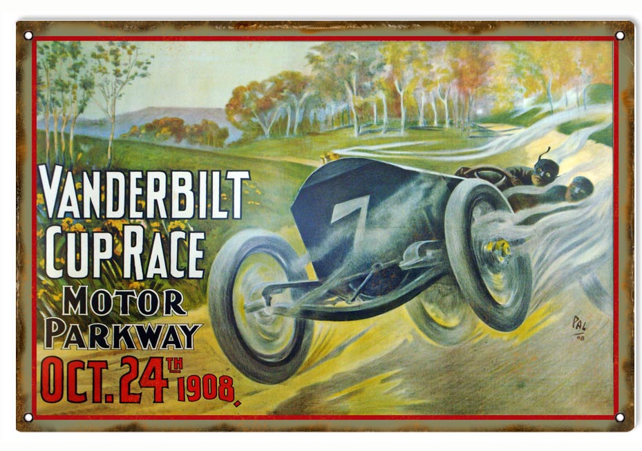 Reproduction Vanderbilt Cup Motor Speedway Sign 12x18