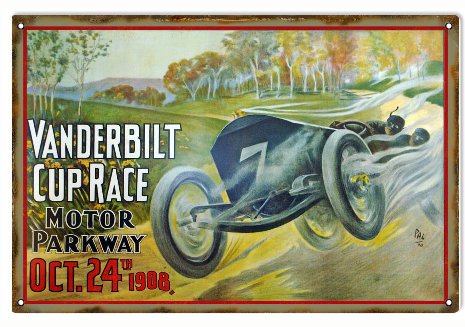 Reproduction Vanderbilt Cup Motor Speedway Sign 12x18