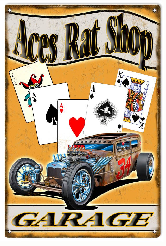 Aces Rat Shop Garage Metal Sign. 12″x18″