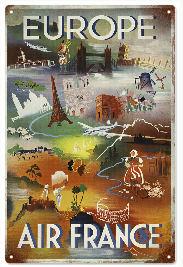Air France Nostalgic Reproduction Sign 12x18