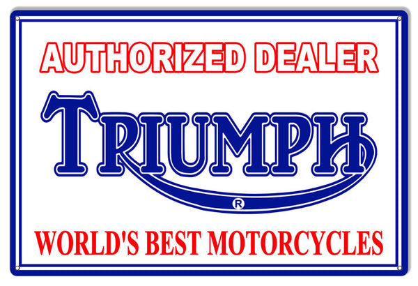 Authorized Triumph Motorcycle Reproduction Metal  Sign 12″x18″