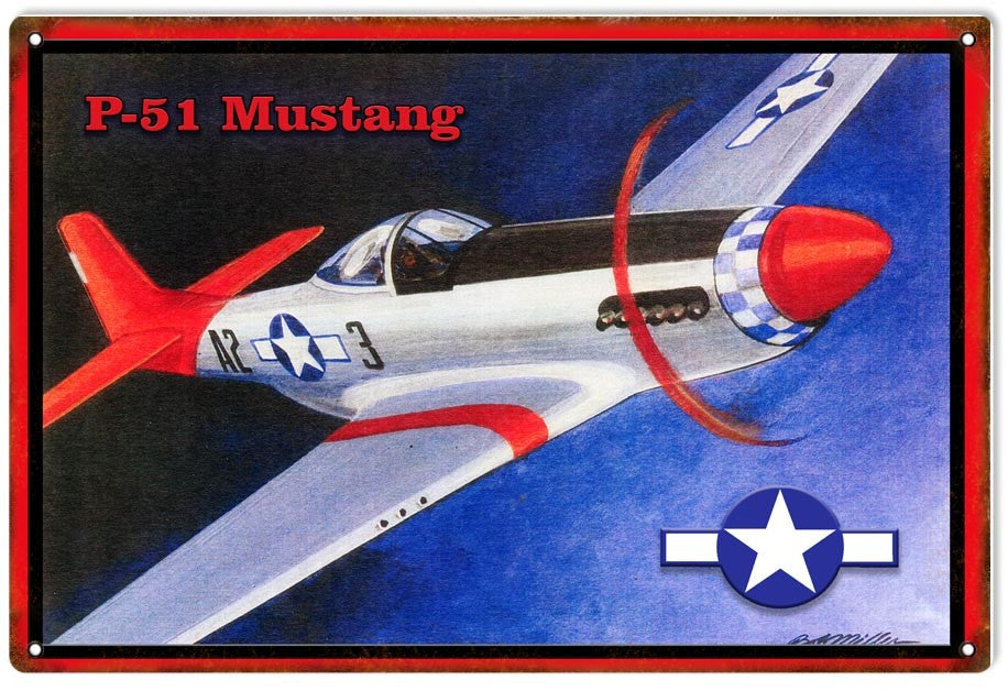 Reproduced from Original Art by Bob Miller “North American Aviation P-51 Mustang Red-Tail”