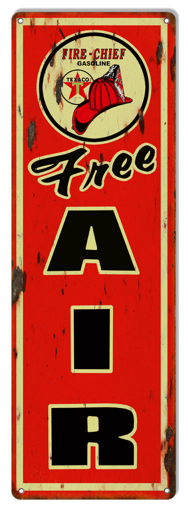 Large Distressed Free Air Texaco Reproduction Motor Oil Metal  Sign 8″x24″