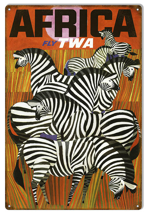 Fly TWA Africa Airlines Reproduction Nostalgic Metal Sign 12x18