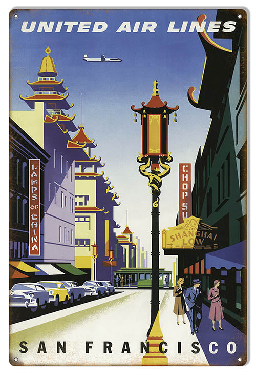 United Airlines San Francisco Reproduction Nostalgic Metal Sign 12x18