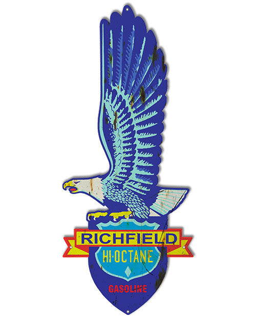 Aged Richfield Octane Gasoline Laser Cut Out Reproduction Sign 10″x24″