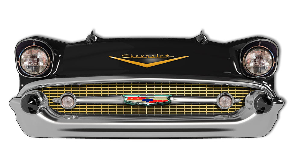 Front End Black Chevrolet Laser Cut Out Reproduction Sign 24.5″x10″