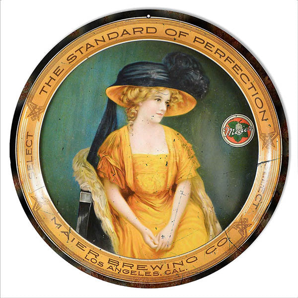 Aged Maier Brewing Co. Perfection Bar Reproduction Sign 14″ Round