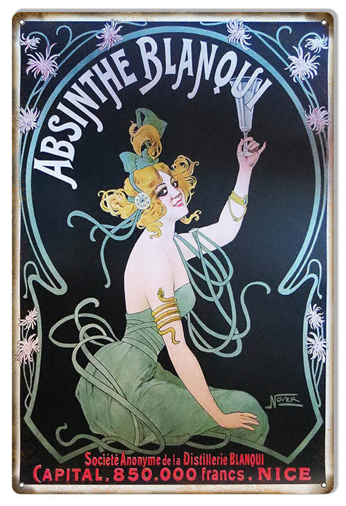 Absinthe Blanqui 850 Bar Reproduction Sign 12″X18″