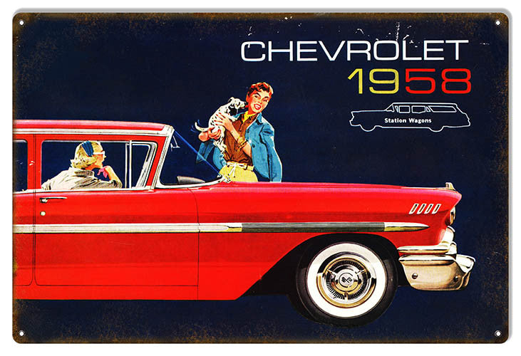 1958 Chevrolet Station Wagon Garage Shop Reproduction Sign 12″x18″