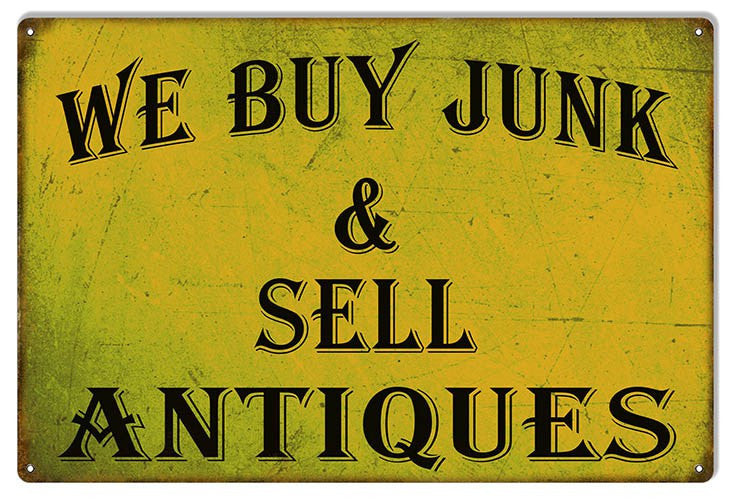 Large Aged Looking Buy Sell Antiques Reproduction Sign 16″x24″