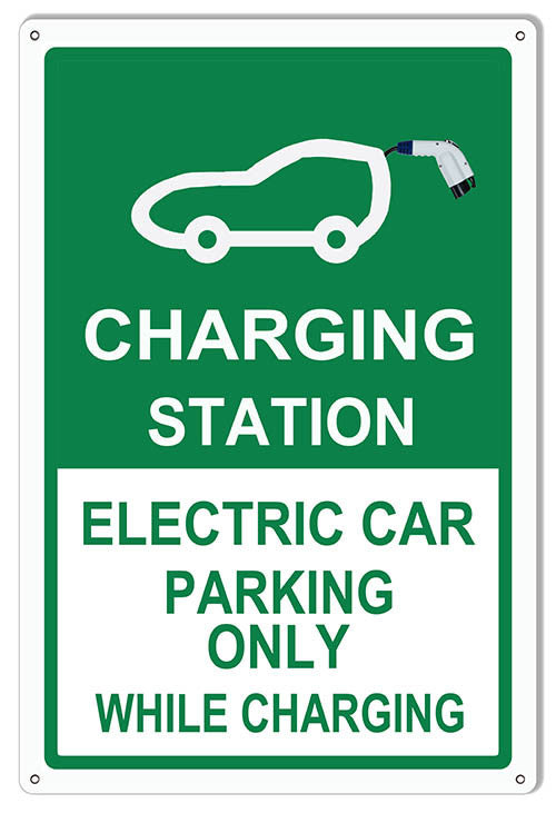 Electric Car Parking Only Garage Shop Reproduction Sign 12″x18″
