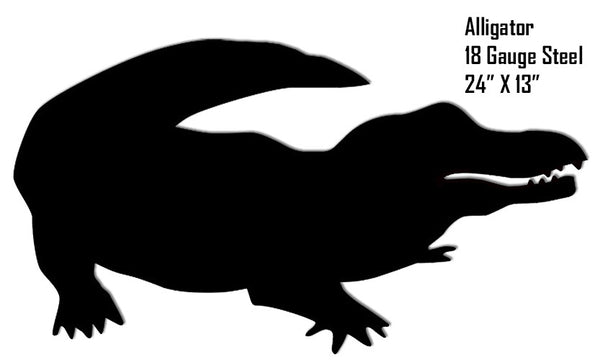 Alligator Water Silhouette Laser Cut Out Metal  Sign 13″x24″
