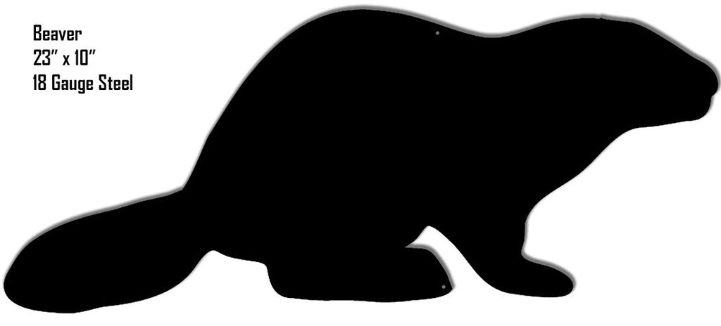 Beaver Animal Silhouette Laser Cut Out Metal Sign 10″x23″