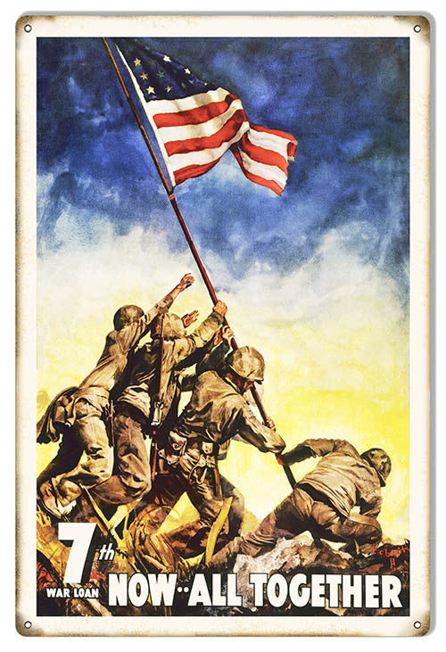War Loan Now 7th All Together Reproduction Money Metal Sign 12″x18″