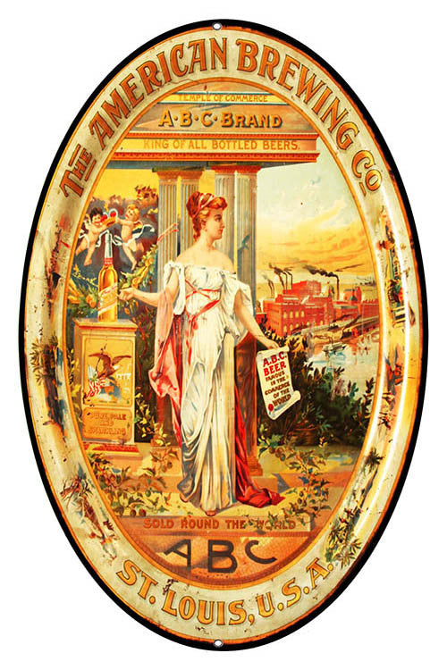 American Brewing Co. Oval Reproduction Bar Metal Sign 9″x14″