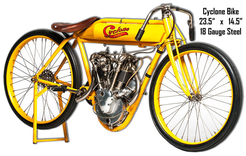Yellow Cyclone Bike Laser Cut Out Metal Sign 14.5″x23.5″