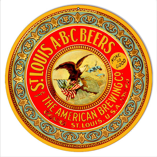 ABC Beers Reproduction Bar Metal Sign 14″ Round