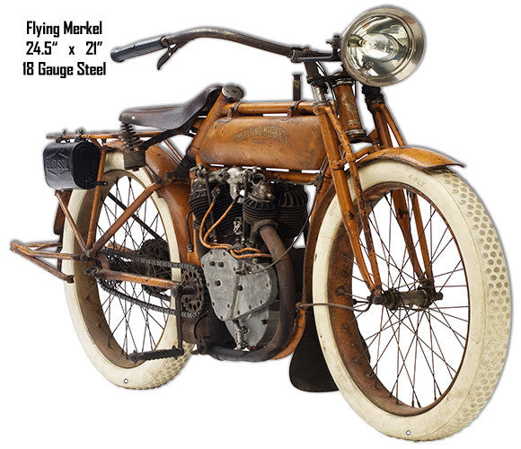 Flying Merkel Laser Cut Out Reproduction Motorcycle Metal  Sign 21″x24.5″