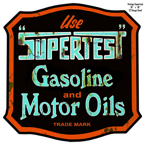 Aged Looking Supertest Reproduction Laser Cut Out Metal Motor Oil
