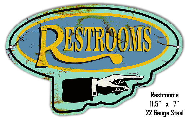 Right Restrooms Laser Cut Out Reproduction Metal Sign 7″x11.5″