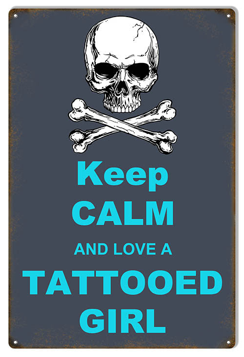 Love A Tattooed Girl Funny Warning Metal Sign 12″x18″