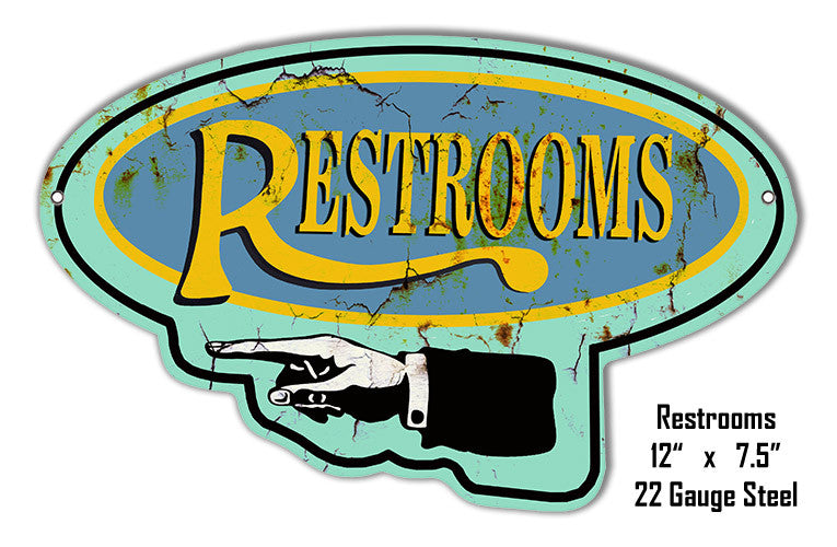 Left Side Restroom Laser Cut Out Reproduction Metal Sign 7″x11.5″