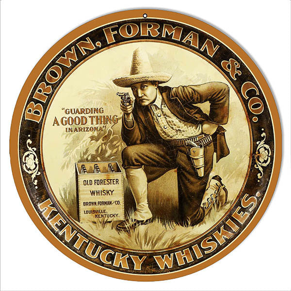 Brown Forman Whiskies Bar Reproduction Metal Sign 14″x14″ Round