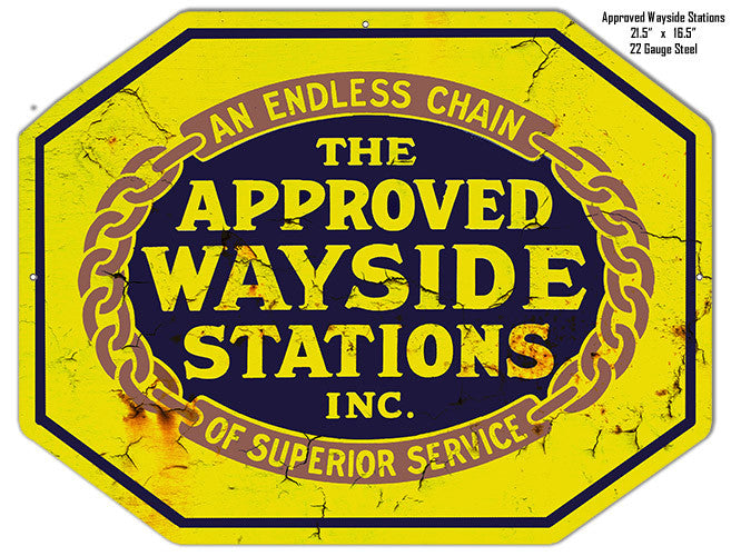 Approved Wayside Stations Reproduction Garage Shop Metal Sign 16.5″x21.5″