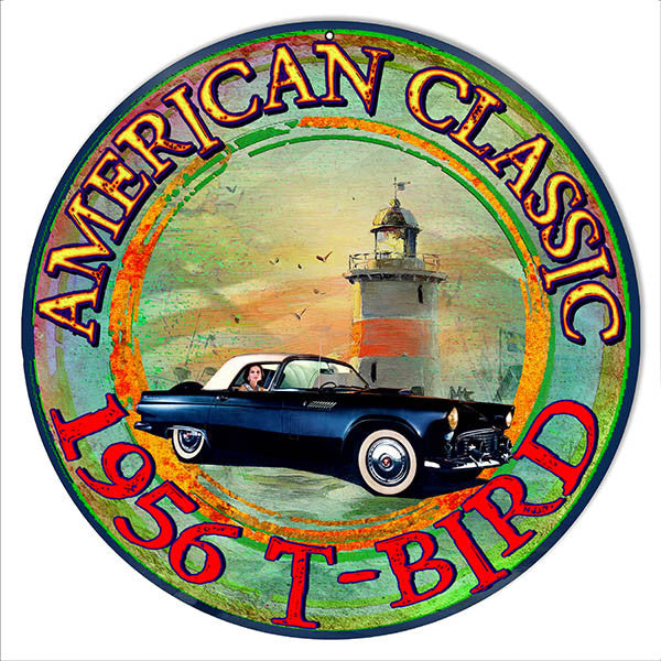 1957 T-Bird Classic Reproduction Metal Sign By Artist Phil Hamilton 14″x14″