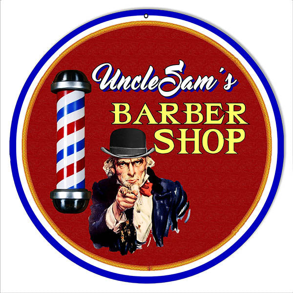 Barber Shop Uncle Sams Reproduction Metal Sign 14″x14″