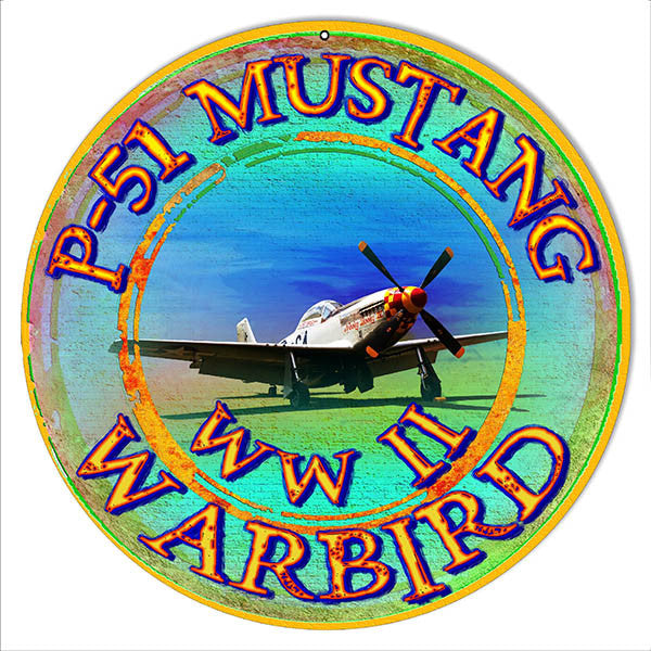 WW II Warbird Reproduction Metal Sign By Artist Phil Hamilton 14″x14″