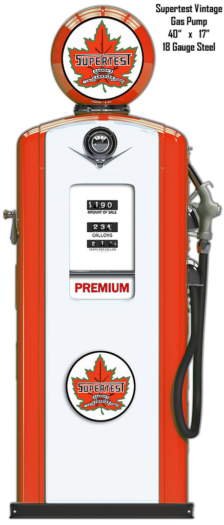 Supertest Vintage Gas Pump Laser Cut Out Reproduction Metal Sign 17″x40″