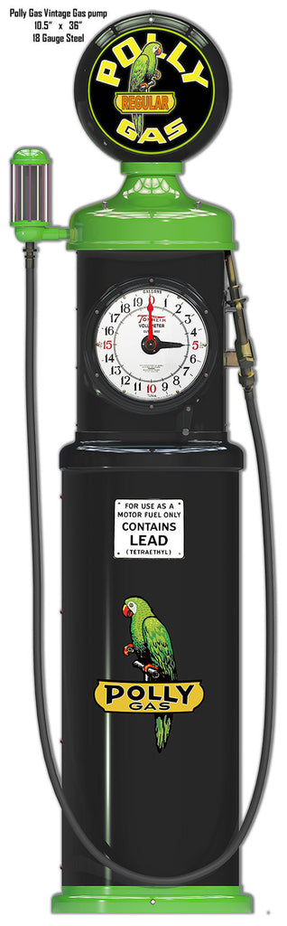 Black Polly Gas Station Pump Laser Cut Out Reproduction Metal Sign 10.5″x36″