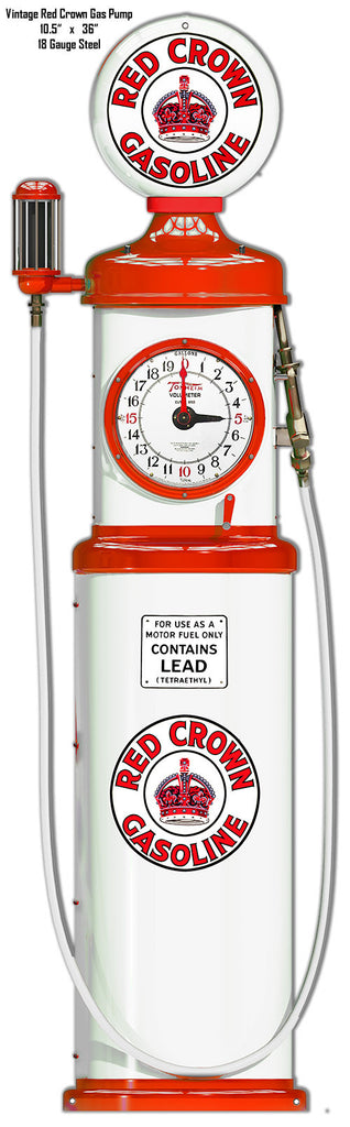 Red Crown Gasoline Reproduction Laser Cut Out Metal Sign 10.5″x36″