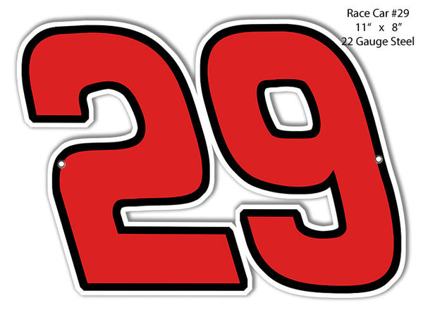 29 Race Car Laser Cut Out Reproduction Metal  Sign 8″x11″