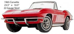 1965 Red Corvette Laser Cut Out Of Metal Reproduction 10.5″x23.5″