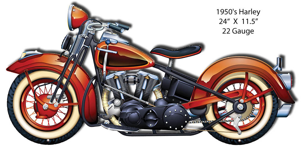 Motorcycle 1950s Era Chopper Laser Cut Out By Bernard Oliver 11.5″x24″