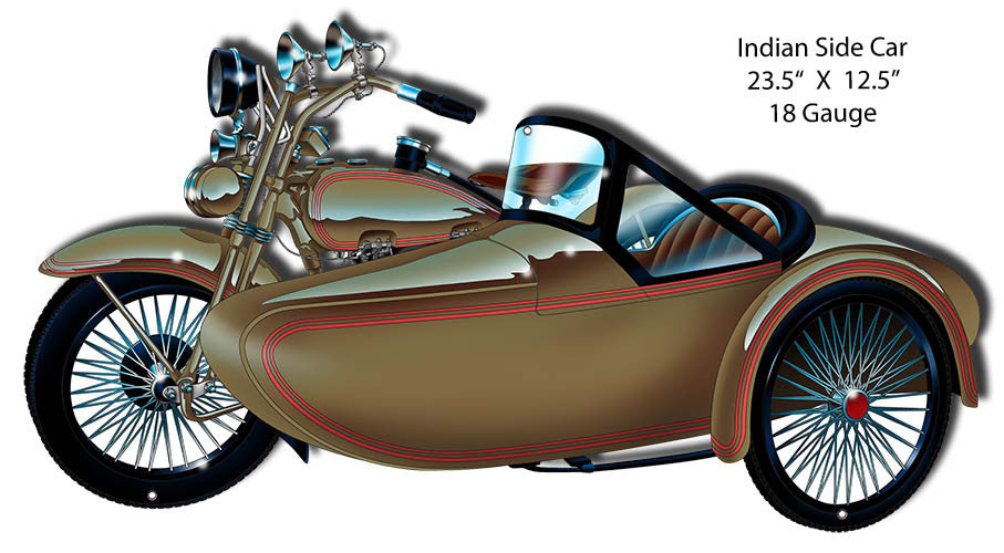 Indian Side Car Laser Cut Out By Artist Bernard Oliver 12.5″x23.5″