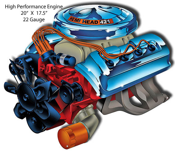 Hemi Engine Laser Cut Out By Artist Bernard Oliver 17.5″x20″