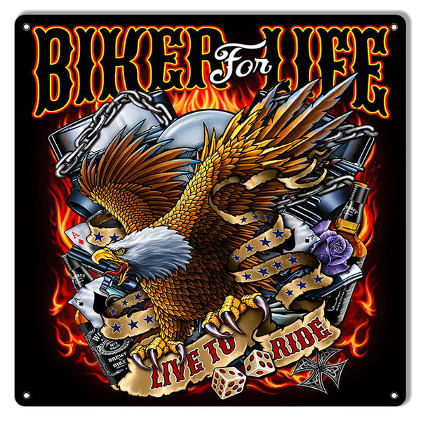 Biker For Life Eagle By Artist Bernard Oliver 12″x12″