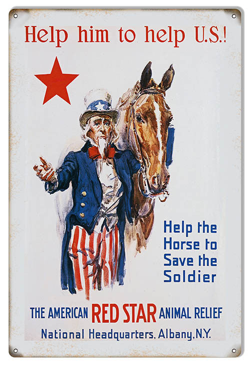 The American Red Star Animal Relief Sign 12″x18″