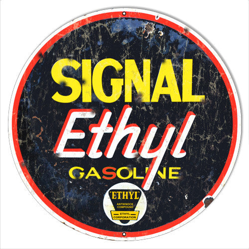 Aged Metal  Signal Ethyl Reproduction Motor Oil Metal  Sign 14″x14″